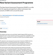 New Variant Assessment Programme